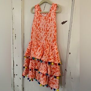 EUC DotDotSmile Size 5/6 Pink Tank Dress with PomPoms